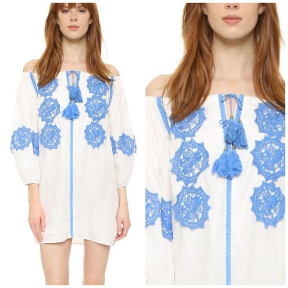 LINE & Dot Boho Crocheted Off Shoulder Dress - Picture 1 of 13